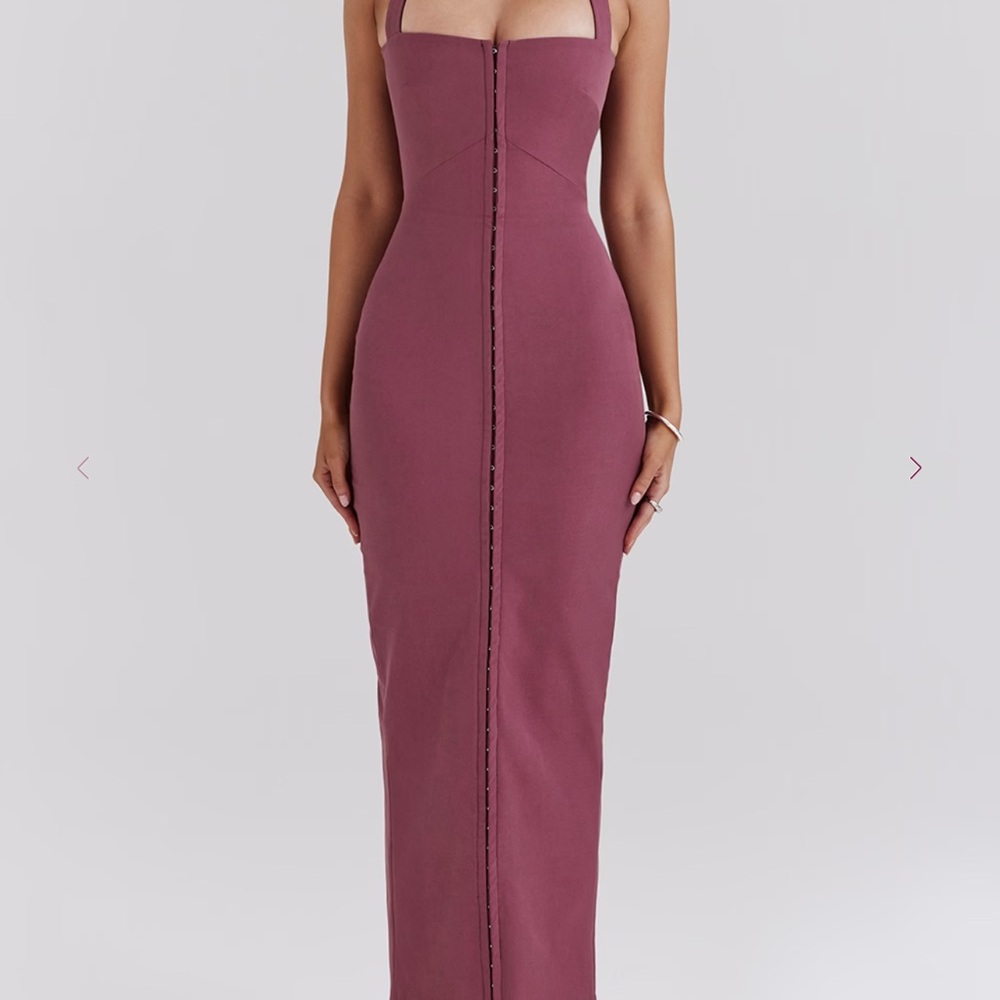 House of CB Mulberry Twill Halter Maxi Dress